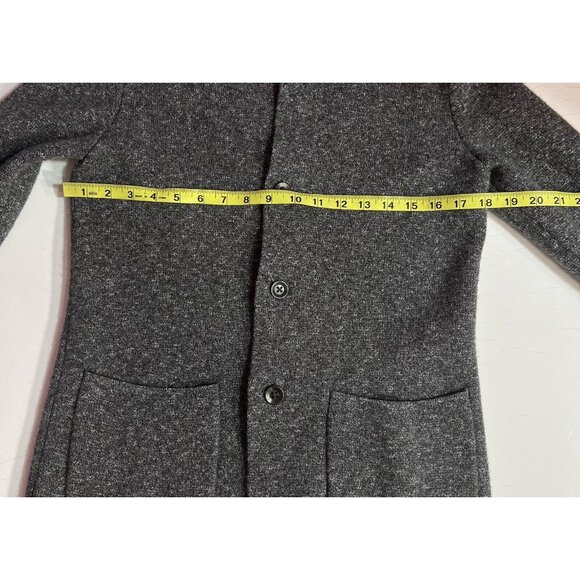 Club Monaco Women Lamb Wool sweater small open front buttons gray pockets - Picture 6 of 7